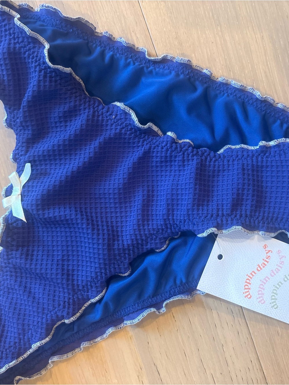 Royal Blue Ruffle Triangle Bikini Set - Picture 4 of 5